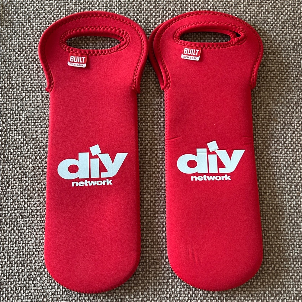 Reusable Single Wine Bottle Tote in Red - Lot of 2 (Bags Only)
